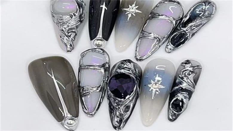 black and silver nail art designs